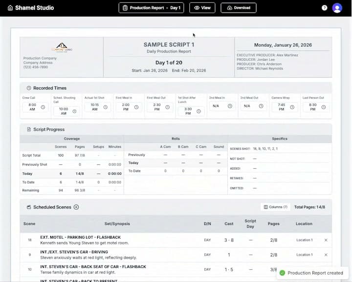 Production Reports product preview